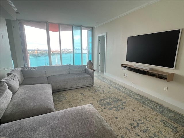 300 S Pointe Dr Unit 1602, Miami Beach, FL 33139 - living area with crown molding and floor to ceiling windows