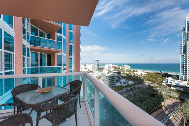 300 S Pointe Dr Unit 1602, Miami Beach, FL 33139 - balcony with a water view and a city view