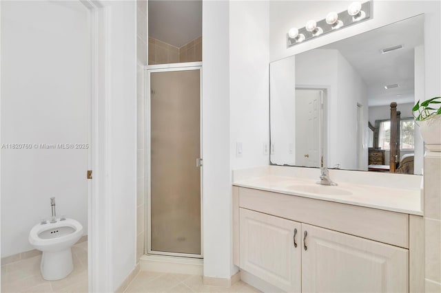 16132 SW 147th Ln, Miami, FL 33196 - ensuite bathroom with a bidet, a stall shower, vanity, and tile patterned flooring