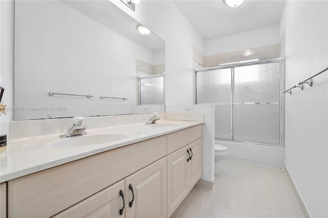 16132 SW 147th Ln, Miami, FL 33196 - full bathroom with double vanity, shower / bath combination with glass door, and tile patterned floors