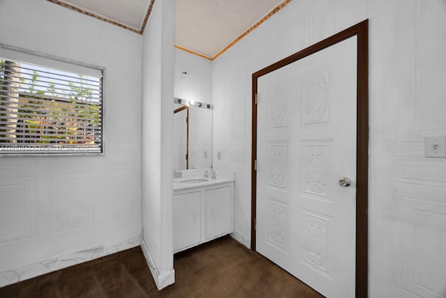 5025 SW 90th Ct, Miami, FL 33165 - bathroom with vanity and crown molding