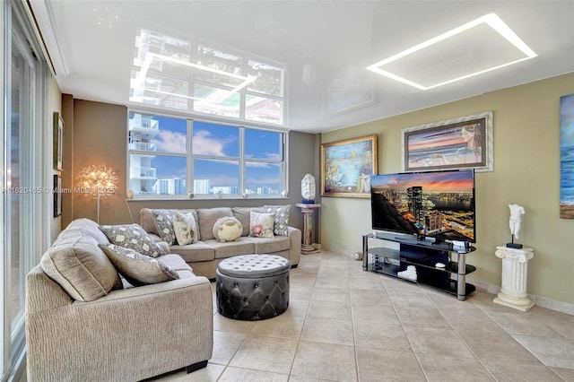 1833 S Ocean Dr Unit 1402, Hallandale Beach, FL 33009 - tiled living area with baseboards