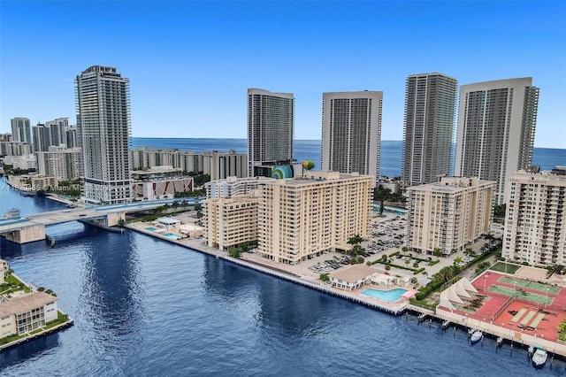 1833 S Ocean Dr Unit 1402, Hallandale Beach, FL 33009 - drone / aerial view of a nearby body of water and city skyline
