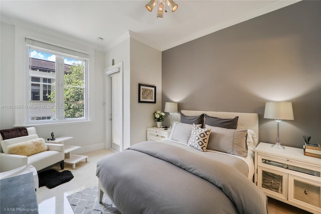 647 Almeria Ave, Coral Gables, FL 33134 - bedroom featuring light carpet and ornamental molding