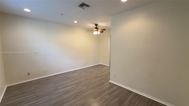 4163 Maya Cay Ln, Jupiter, FL 33458 - spare room with ceiling fan, dark wood-style floors, and recessed lighting