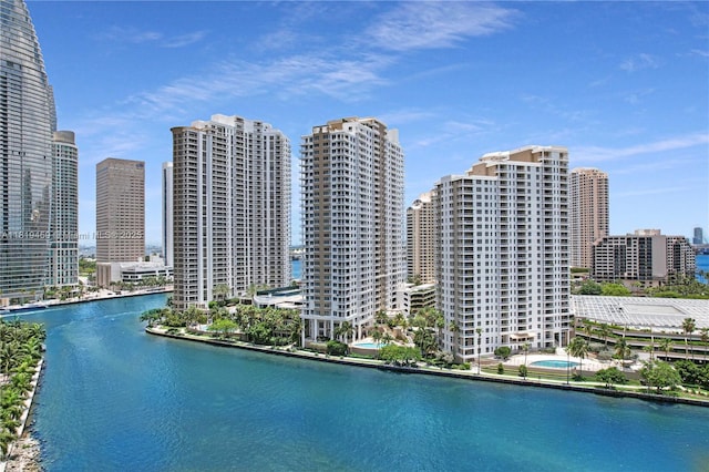 801 Brickell Key Blvd Unit 2210, Miami, FL 33131 - aerial view of city skyline and a nearby body of water
