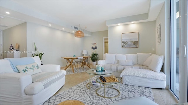 801 Brickell Key Blvd Unit 2210, Miami, FL 33131 - living room with recessed lighting and light tile patterned flooring