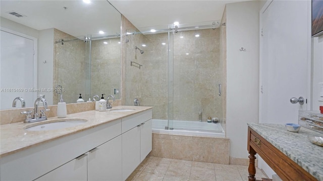 801 Brickell Key Blvd Unit 2210, Miami, FL 33131 - full bathroom featuring double vanity, tile patterned flooring, and tiled shower / bath