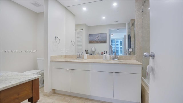 801 Brickell Key Blvd Unit 2210, Miami, FL 33131 - full bathroom with double vanity, recessed lighting, and bathing tub / shower combination