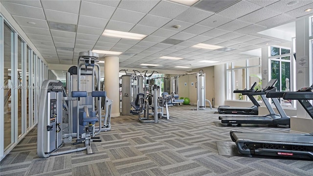 801 Brickell Key Blvd Unit 2210, Miami, FL 33131 - exercise room featuring carpet and french doors