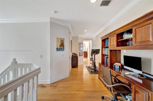 21235 NE 33rd Ave, Aventura, FL 33180 - office area featuring recessed lighting, light wood-type flooring, and crown molding