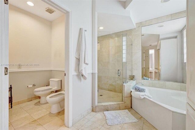 21235 NE 33rd Ave, Aventura, FL 33180 - full bathroom featuring a shower stall, a bath, a bidet, and tile patterned flooring