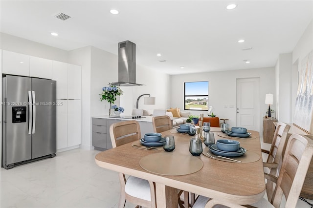 6032 Keystone Cir, La Belle, FL 33935 - dining area with recessed lighting and light marble finish floors