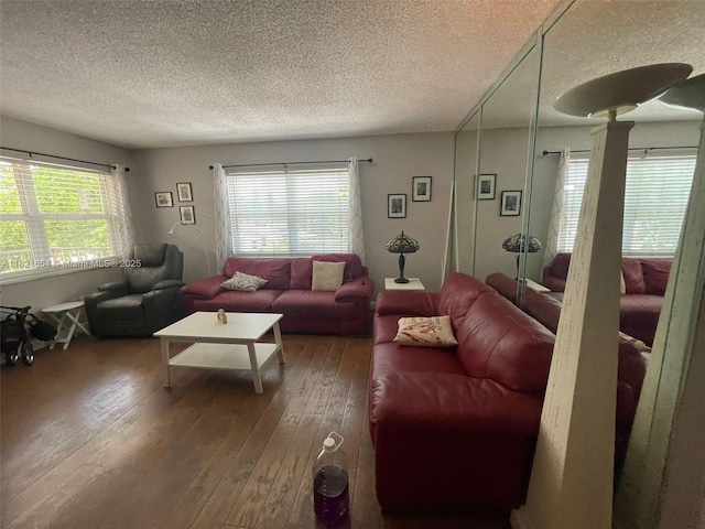 415 NE 2nd St Unit 223, Hallandale Beach, FL 33009 - living room with a textured ceiling and wood-type flooring