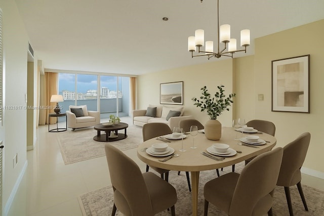 11 Island Ave Unit 1410, Miami Beach, FL 33139 - dining area featuring a chandelier and baseboards