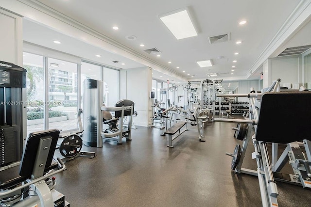 11 Island Ave Unit 1410, Miami Beach, FL 33139 - exercise room featuring ornamental molding