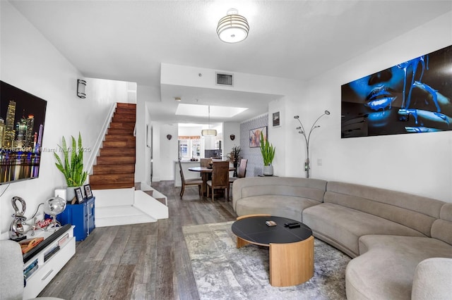 8940 NE 8th Ave Unit 1203, Miami, FL 33138 - living room featuring wood finished floors and stairs