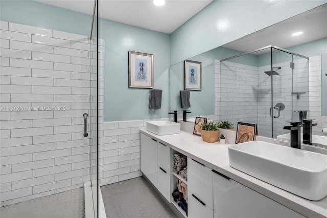 8940 NE 8th Ave Unit 1203, Miami, FL 33138 - full bath featuring a stall shower, double vanity, and recessed lighting