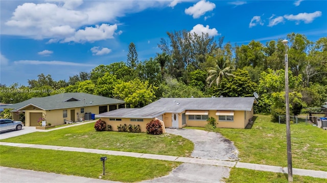 886 Camellia Dr, Royal Palm Beach, FL 33411 - ranch-style house featuring asphalt driveway, a garage, and stucco siding