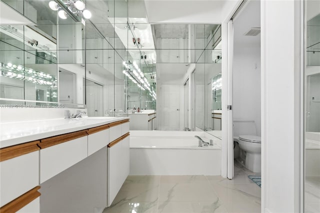 3530 Mystic Pointe Dr Unit 2108, Aventura, FL 33180 - full bath with a garden tub, vanity, and marble finish flooring