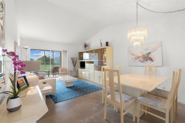 3001 Holiday Springs Blvd Unit 201, Margate, FL 33063 - living room with vaulted ceiling, concrete floors, and a chandelier
