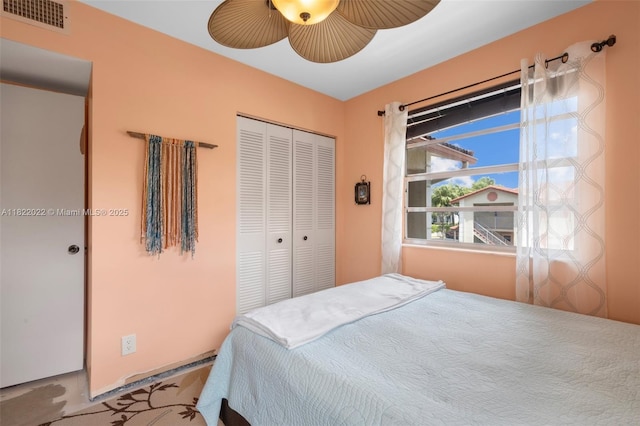 3001 Holiday Springs Blvd Unit 201, Margate, FL 33063 - bedroom with a closet and a ceiling fan