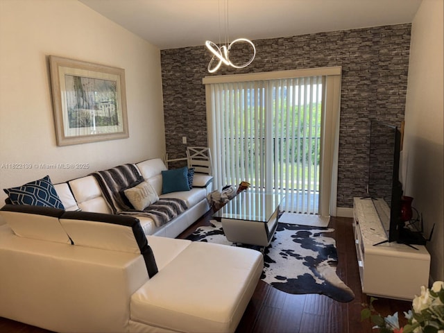 15400 SW 284th St Unit 1308, Homestead, FL 33033 - living area with a chandelier and dark wood finished floors