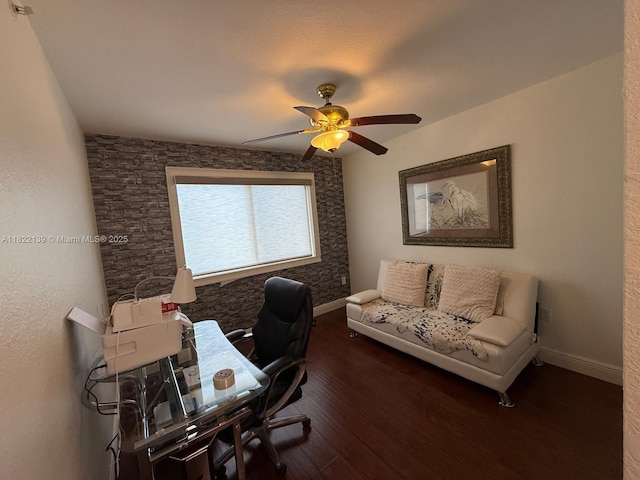 15400 SW 284th St Unit 1308, Homestead, FL 33033 - office with a ceiling fan and wood finished floors