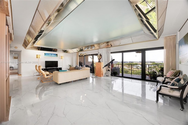 1800 NE 114th St Unit 1103, Miami, FL 33181 - living area with french doors and marble tiled flooring