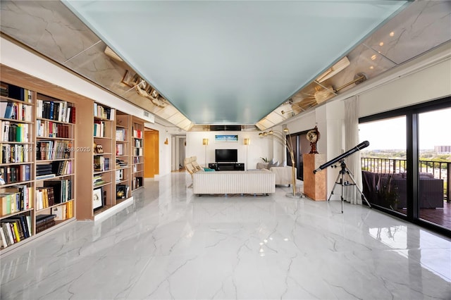 1800 NE 114th St Unit 1103, Miami, FL 33181 - living room featuring marble tiled floors and radiator heating unit