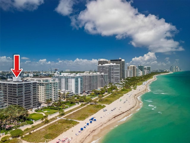9455 Collins Ave Unit 305, Surfside, FL 33154 - bird's eye view of waterfront with a beach