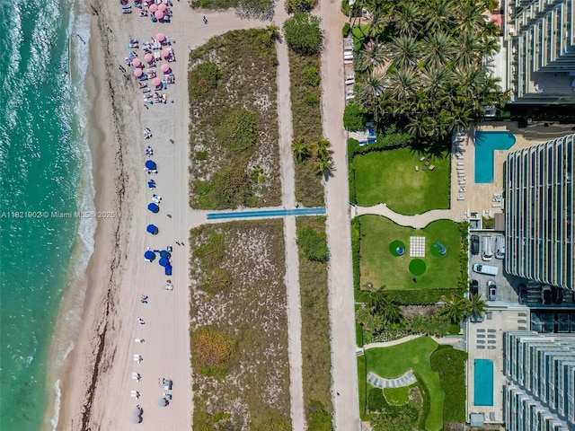 9455 Collins Ave Unit 305, Surfside, FL 33154 - aerial view of waterfront with a beach and a pool area