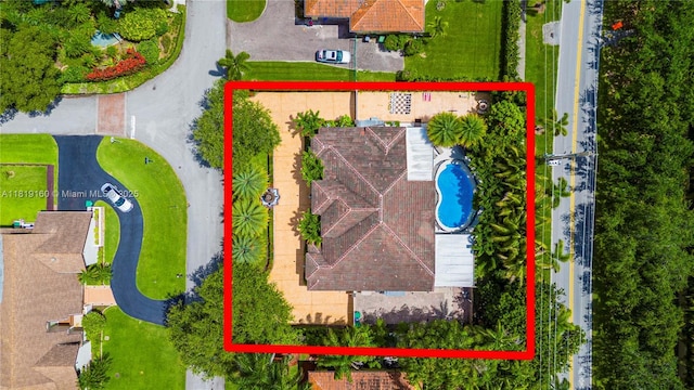 16601 SW 87th Ct, Palmetto Bay, FL 33157 - aerial view of property and surrounding area featuring property boundaries highlighted