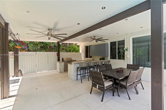 16601 SW 87th Ct, Palmetto Bay, FL 33157 - view of patio with area for grilling and a ceiling fan