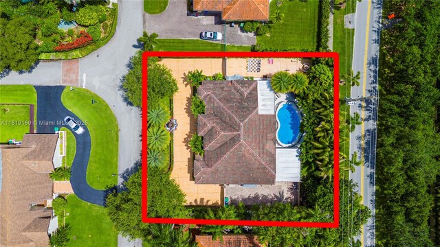 16601 SW 87th Ct, Palmetto Bay, FL 33157 - aerial view of property and surrounding area with property boundaries highlighted