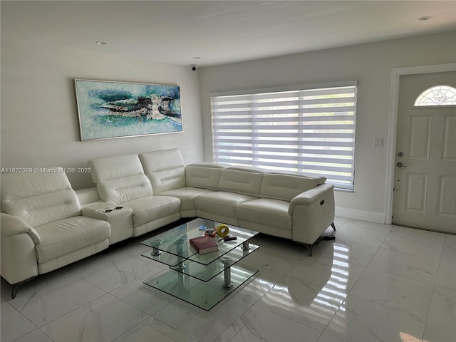 14944 SW 88th Ter, Miami, FL 33196 - living area featuring light marble finish floors and recessed lighting