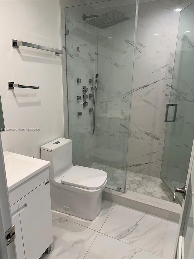 14944 SW 88th Ter, Miami, FL 33196 - bathroom with a marble finish shower, vanity, and marble finish flooring