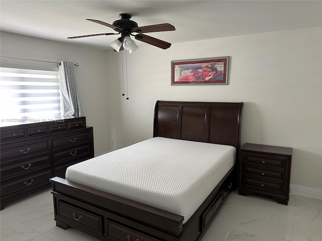 14944 SW 88th Ter, Miami, FL 33196 - bedroom with light marble finish floors and a ceiling fan