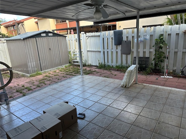 14944 SW 88th Ter, Miami, FL 33196 - view of patio / terrace featuring a storage unit and a ceiling fan