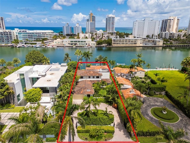 6535 Allison Rd, Miami Beach, FL 33141 - view of urban area with a nearby body of water and property parcel outlined