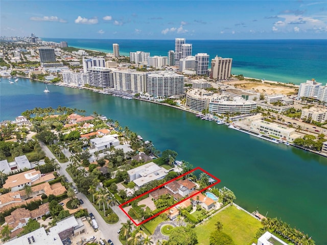 6535 Allison Rd, Miami Beach, FL 33141 - view of urban area with a nearby body of water and property parcel outlined
