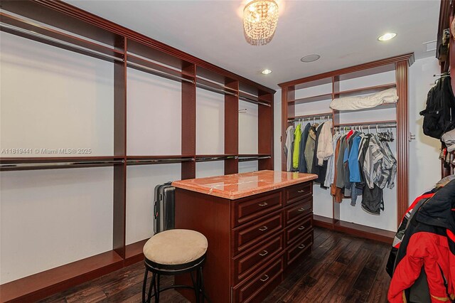 6535 Allison Rd, Miami Beach, FL 33141 - spacious closet featuring dark wood finished floors