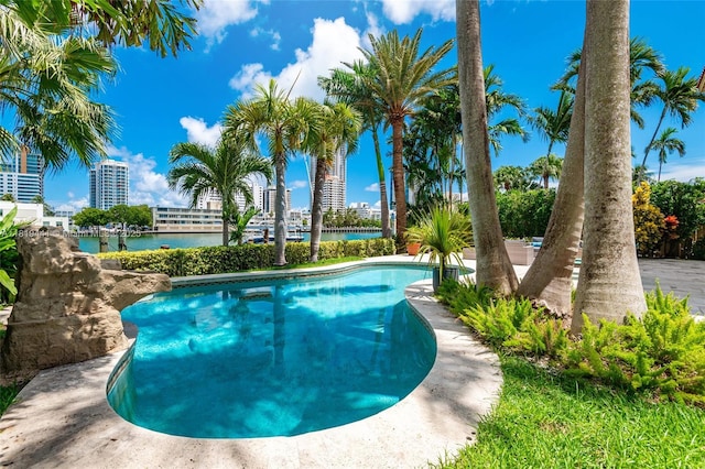 6535 Allison Rd, Miami Beach, FL 33141 - outdoor pool featuring a water view