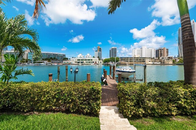 6535 Allison Rd, Miami Beach, FL 33141 - water view with a dock and boat lift