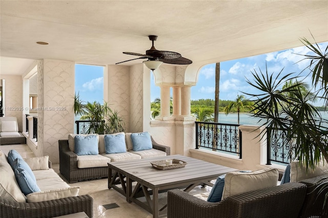 5233 Fisher Island Dr Unit 5233, Miami Beach, FL 33109 - patio / terrace with an outdoor hangout area and ceiling fan