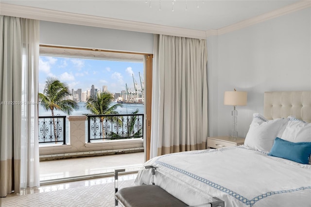 5233 Fisher Island Dr Unit 5233, Miami Beach, FL 33109 - bedroom featuring ornamental molding and a skyline view