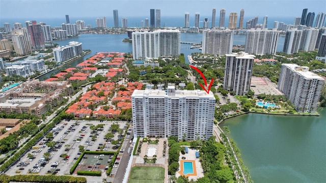 2851 NE 183rd St Unit 216E, Aventura, FL 33160 - drone / aerial view of skyline and a large body of water