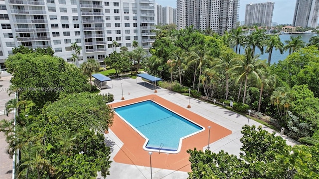 2851 NE 183rd St Unit 216E, Aventura, FL 33160 - community pool with a water view, a view of city, and a patio