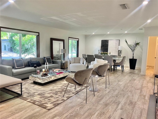 13200 SW 59th Ave, Pinecrest, FL 33156 - living area featuring light wood-type flooring and recessed lighting