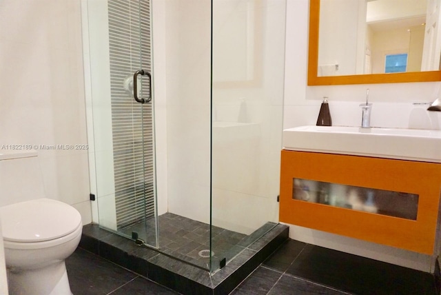 13200 SW 59th Ave, Pinecrest, FL 33156 - bathroom with tile patterned floors, vanity, and a stall shower